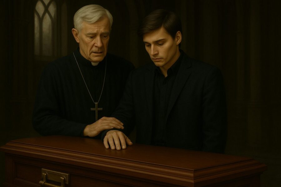 The priest turned pale when he saw the woman’s face in the coffin