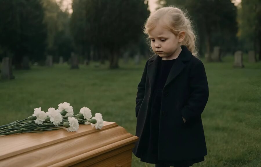 At my grandfather’s funeral, I noticed a little girl near the coffin and was left puzzled when I discovered who she was
