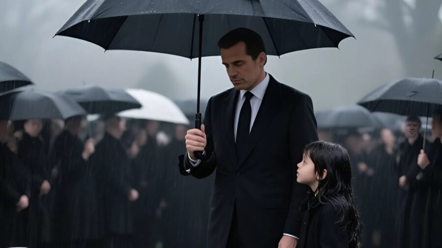 During the funeral, a little girl approached the husband of the deceased and said something that left him speechless