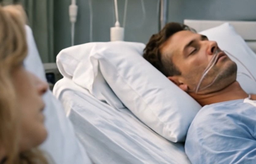 I fainted during a dinner, and when I came to, I was in a hospital bed: my eight-year-old son took my hand and whispered, “Mom… I need to tell you something…”