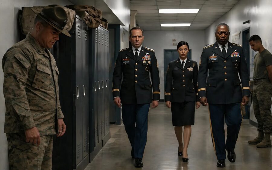 The sergeant was humiliating the new female soldier, but when three commanders entered and greeted her with deep respect, he realized he had chosen the wrong target