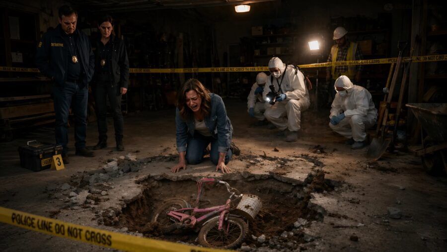 This little girl disappeared during a bike ride in broad daylight without leaving a single trace : years later, workers found her bicycle buried under the concrete floor of a garage, and what was revealed was truly terrifying