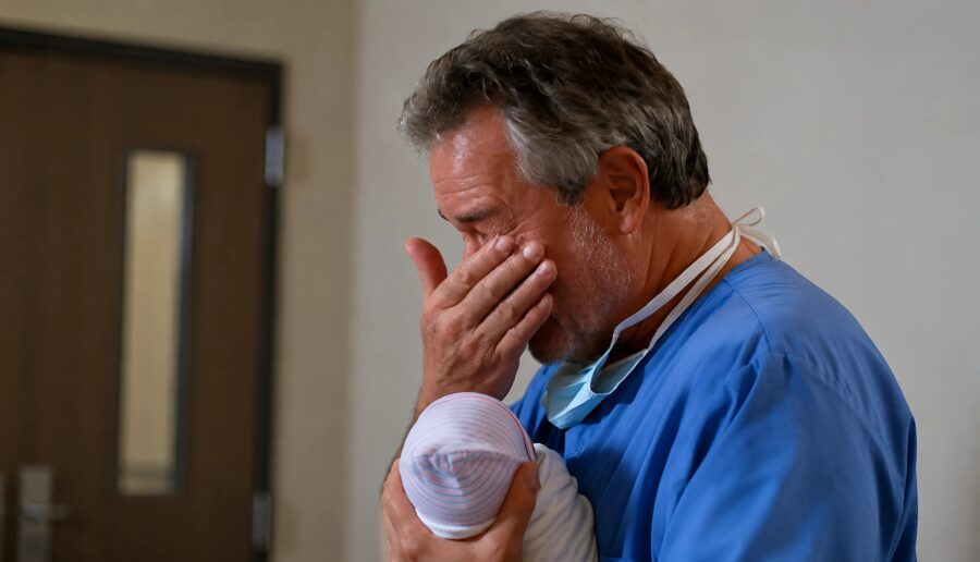 She arrived at the hospital alone, with no one by her side to support her during childbirth : and as soon as her baby was born, the doctor took one look at the child and noticed something that brought him to tears