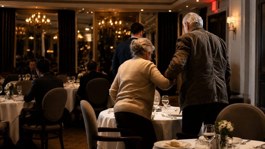 The restaurant manager refused to serve an elderly couple because of their clothes: they were about to leave when the unexpected happened
