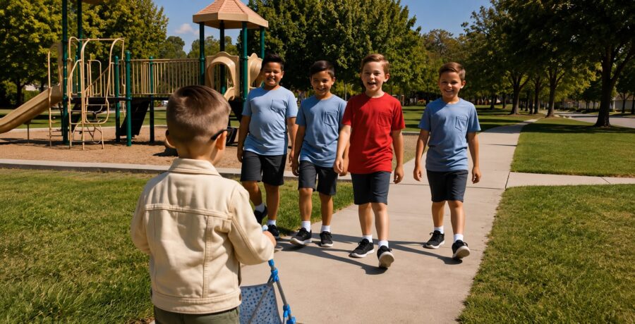 The children made fun of my 6-year-old son for walking around with a stroller: I wanted to step in to protect him, but his response left everyone speechless
