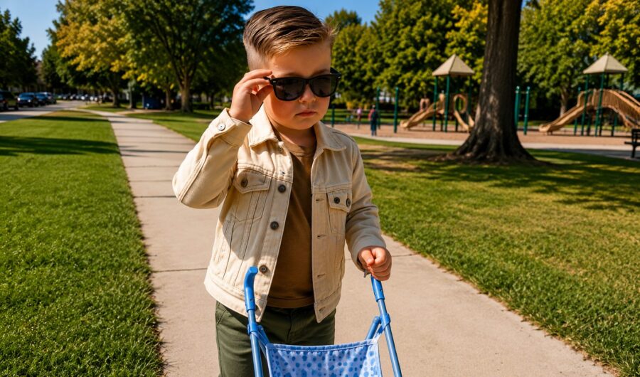 The children made fun of my 6-year-old son for walking around with a stroller: I wanted to step in to protect him, but his response left everyone speechless